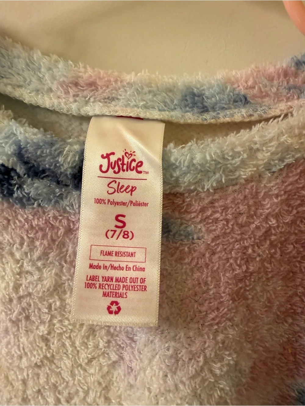 Justice Plush Crewneck Sweater in Cream, Light Blue & Pink Tie-Dye